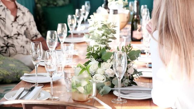Beautiful table setting for a wedding party