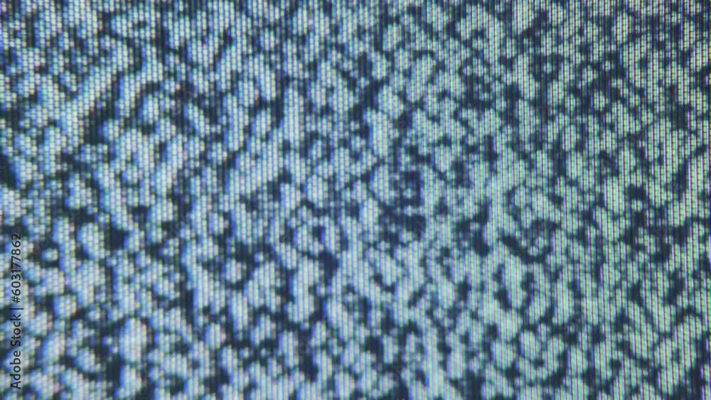 Poster noise pattern close up of a crt tv screen. glitches and interference lines, pixelated snow texture.