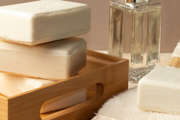 Organic soap bars. Selective focus.