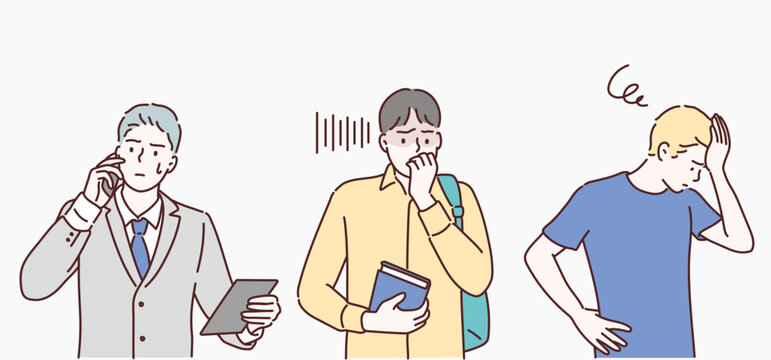 Worried people. Hand drawn style vector design illustrations.