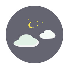 clouds, moon, and stars icon. Nighttime icon