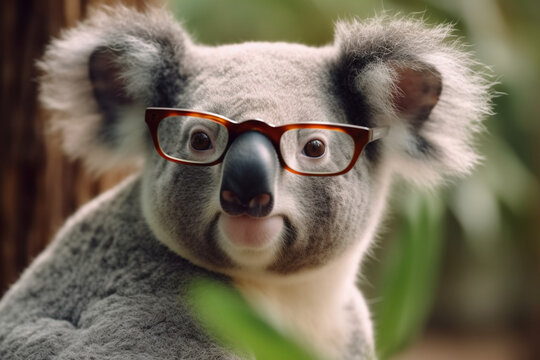 cute koala wearing glasses