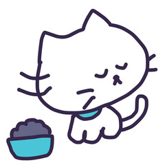 ごはんを食べない白色の猫