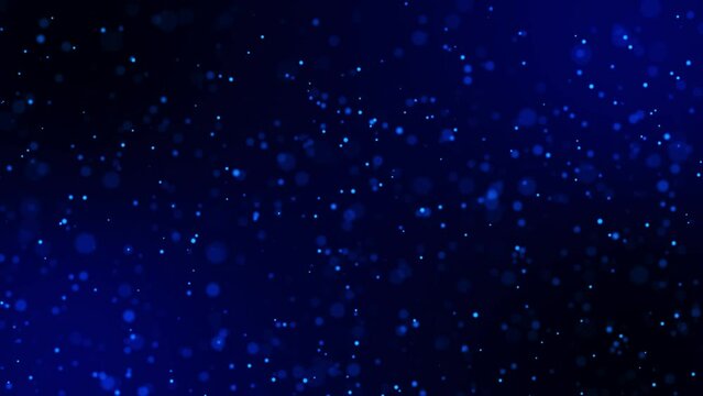 3D abstract rising sphere blue particles floating on blue gradient background.