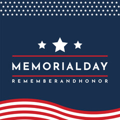 Memorial Day Poster Background, Remember and honor with USA flag