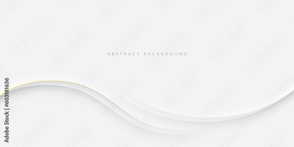 Wall mural white and grey wave abstract background, elegant graphic design with soft curves, line patterns, and