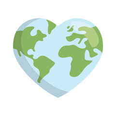 Heart shaped earth. Environment care. Save and love the planet.