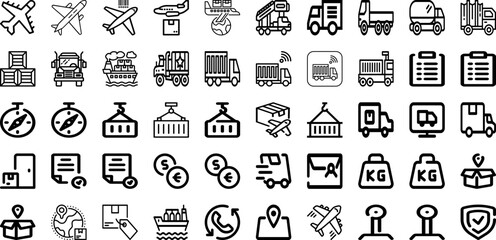 Fototapeta na wymiar Set Of Cargo Icons Collection Isolated Silhouette Solid Icons Including Delivery, Business, Industrial, Cargo, Transportation, Freight, Shipping Infographic Elements Logo Vector Illustration