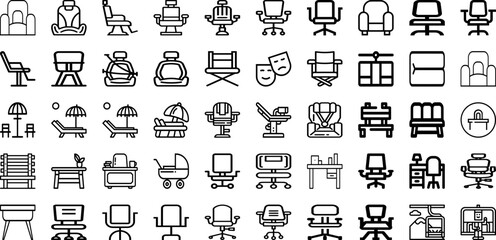 Set Of Chair Icons Collection Isolated Silhouette Solid Icons Including Furniture, Isolated, Seat, Armchair, Design, Chair, Interior Infographic Elements Logo Vector Illustration