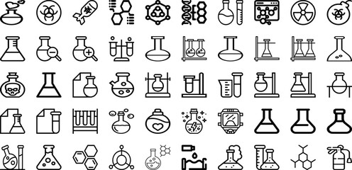 Set Of Chemical Icons Collection Isolated Silhouette Solid Icons Including Chemistry, Laboratory, Toxic, Equipment, Chemical, Science, Medical Infographic Elements Logo Vector Illustration