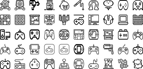 Set Of Gaming Icons Collection Isolated Silhouette Solid Icons Including Technology, Gamer, Digital, Video, Game, Computer, Play Infographic Elements Logo Vector Illustration