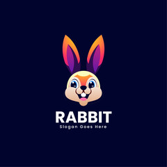 Vector Logo Illustration Rabbit Cartoon Colorful Style