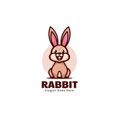 Vector Logo Illustration Rabbit Mascot Cartoon Style