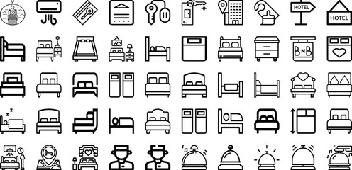 Set Of Hotel Icons Collection Isolated Silhouette Solid Icons Including Travel, Vacation, Woman, Bed, Hotel, Room, Service Infographic Elements Logo Vector Illustration