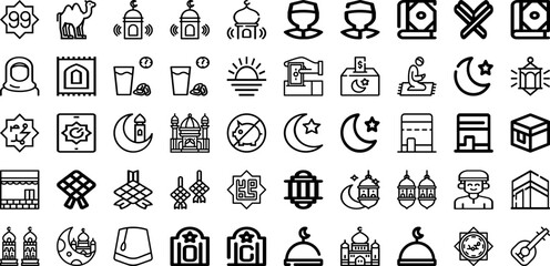 Set Of Muslim Icons Collection Isolated Silhouette Solid Icons Including Man, Ramadan, Islamic, Greeting, Muslim, Mubarak, Religious Infographic Elements Logo Vector Illustration