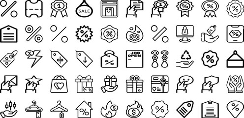 Set Of Offer Icons Collection Isolated Silhouette Solid Icons Including Promotion, Discount, Shop, Design, Sale, Banner, Offer Infographic Elements Logo Vector Illustration