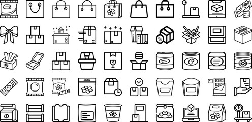 Set Of Packaging Icons Collection Isolated Silhouette Solid Icons Including Package, Packaging, Set, Vector, Box, Product, Pack Infographic Elements Logo Vector Illustration