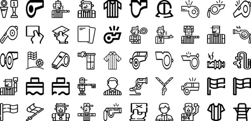 Set Of Referee Icons Collection Isolated Silhouette Solid Icons Including Sport, Football, Game, Competition, Referee, Soccer, Man Infographic Elements Logo Vector Illustration