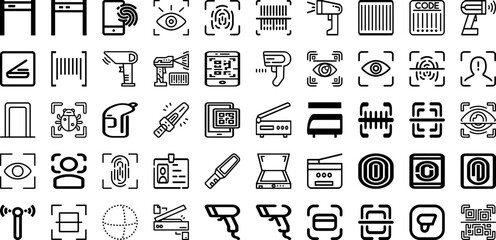 Set Of Scanner Icons Collection Isolated Silhouette Solid Icons Including Equipment, Technology, Scanner, Scanning, Digital, Machine, Scan Infographic Elements Logo Vector Illustration