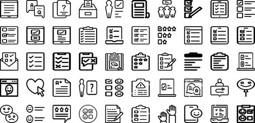 Set Of Survey Icons Collection Isolated Silhouette Solid Icons Including Survey, Customer, Business, Feedback, Review, Questionnaire, Opinion Infographic Elements Logo Vector Illustration