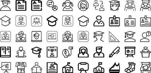Set Of Student Icons Collection Isolated Silhouette Solid Icons Including College, Young, Education, Happy, University, Female, Student Infographic Elements Logo Vector Illustration