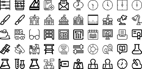 Set Of Study Icons Collection Isolated Silhouette Solid Icons Including Education, College, Student, Study, University, Learning, School Infographic Elements Logo Vector Illustration