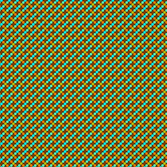 Abstract green blue orange brown polka dots on a dark brown seamless background