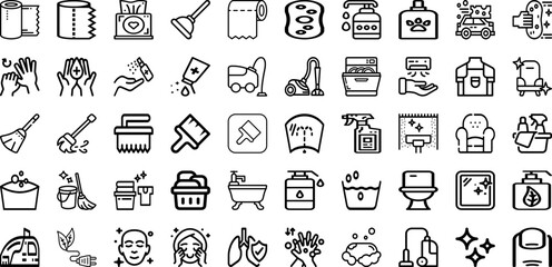 Set Of Clean Icons Collection Isolated Silhouette Solid Icons Including Icon, Clean, Hygiene, Spray, Wash, Cleaner, Vector Infographic Elements Logo Vector Illustration