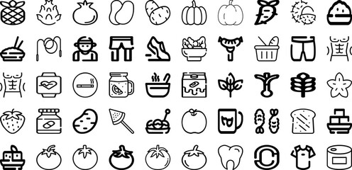 Set Of Healthy Icons Collection Isolated Silhouette Solid Icons Including Organic, Food, Healthy, Diet, Vegetable, Lifestyle, Fresh Infographic Elements Logo Vector Illustration