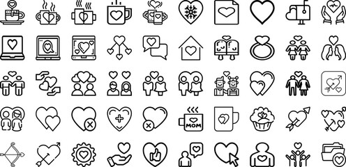 Set Of Heart Icons Collection Isolated Silhouette Solid Icons Including Vector, Heart, Valentine, Love, Background, Icon, Symbol Infographic Elements Logo Vector Illustration