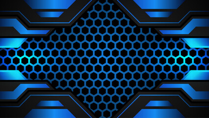 futuristic black and blue gaming background. design of sport banner, poster, advertisement, promotion © abdularis