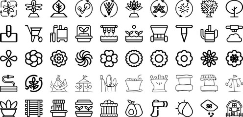 Set Of Garden Icons Collection Isolated Silhouette Solid Icons Including Spring, Nature, Plant, Garden, Summer, Outdoor, Background Infographic Elements Logo Vector Illustration