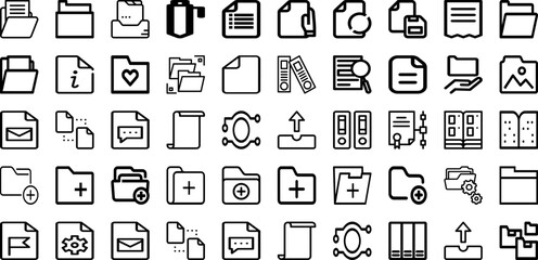 Set Of Folder Icons Collection Isolated Silhouette Solid Icons Including Document, Design, Business, Paper, Open, Folder, File Infographic Elements Logo Vector Illustration