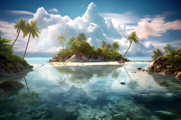 Fototapeta na wymiar tropical island illustration, game art