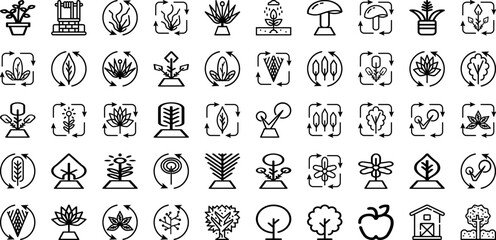 Set Of Plant Icons Collection Isolated Silhouette Solid Icons Including Plant, Tropical, Decoration, Garden, Leaf, Green, Foliage Infographic Elements Logo Vector Illustration