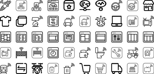 Set Of Internet Icons Collection Isolated Silhouette Solid Icons Including Communication, Background, Network, Internet, Web, Technology, Connection Infographic Elements Logo Vector Illustration