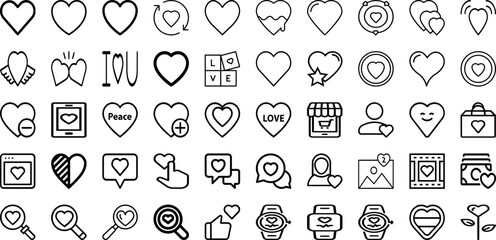 Set Of Heart Icons Collection Isolated Silhouette Solid Icons Including Vector, Heart, Icon, Valentine, Love, Symbol, Background Infographic Elements Logo Vector Illustration