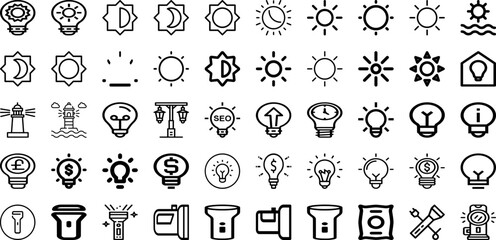 Set Of Light Icons Collection Isolated Silhouette Solid Icons Including Effect, Bright, Background, Light, Shine, Glow, Abstract Infographic Elements Logo Vector Illustration