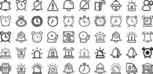 Set Of Alarm Icons Collection Isolated Silhouette Solid Icons Including Isolated, Clock, Reminder, Alert, Object, Hour, Alarm Infographic Elements Logo Vector Illustration