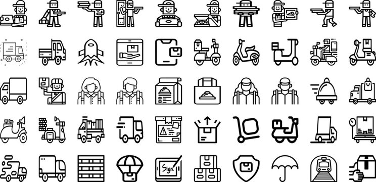 Set Of Delivery Icons Collection Isolated Silhouette Solid Icons Including Transport, Fast, Order, Shipping, Service, Courier, Delivery Infographic Elements Logo Vector Illustration