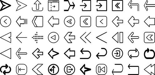 Set Of Arrow Icons Collection Isolated Silhouette Solid Icons Including Symbol, Vector, Design, Sign, Collection, Set, Arrow Infographic Elements Logo Vector Illustration