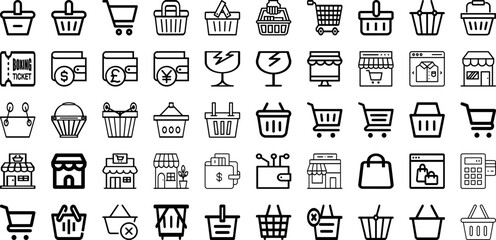 Set Of Commerce Icons Collection Isolated Silhouette Solid Icons Including Web, Retail, Internet, Business, Store, Online, Technology Infographic Elements Logo Vector Illustration