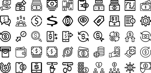 Set Of Dollar Icons Collection Isolated Silhouette Solid Icons Including Currency, Bank, Business, Money, Finance, Dollar, Banking Infographic Elements Logo Vector Illustration