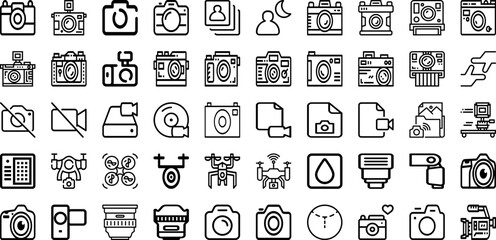 Set Of Camera Icons Collection Isolated Silhouette Solid Icons Including Equipment, Photography, Camera, Digital, Illustration, Photo, Lens Infographic Elements Logo Vector Illustration