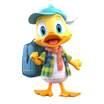 Illustration 3D cute duck character AI Generative