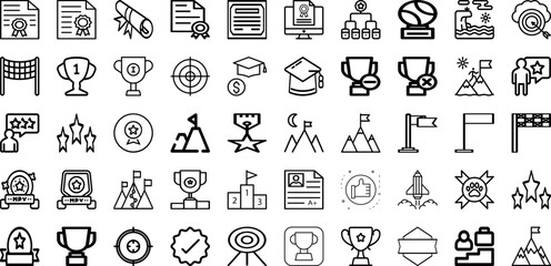 Fototapeta na wymiar Set Of Achievement Icons Collection Isolated Silhouette Solid Icons Including Concept, Goal, Success, Target, Leadership, Business, Achievement Infographic Elements Logo Vector Illustration