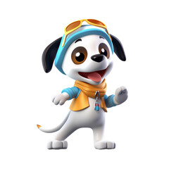 Naklejka premium Illustration 3D cute dog character AI Generative