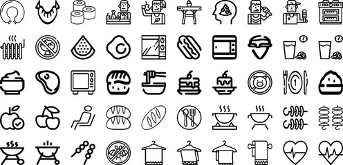 Set Of Eating Icons Collection Isolated Silhouette Solid Icons Including Food, Female, Woman, Young, Lifestyle, Diet, Happy Infographic Elements Logo Vector Illustration
