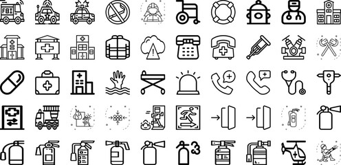 Set Of Emergency Icons Collection Isolated Silhouette Solid Icons Including Urgency, Illustration, Emergency, Ambulance, Security, Icon, Safety Infographic Elements Logo Vector Illustration