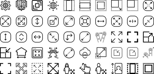 Set Of Expand Icons Collection Isolated Silhouette Solid Icons Including Icon, Growth, Symbol, Design, Arrow, Expand, Vector Infographic Elements Logo Vector Illustration